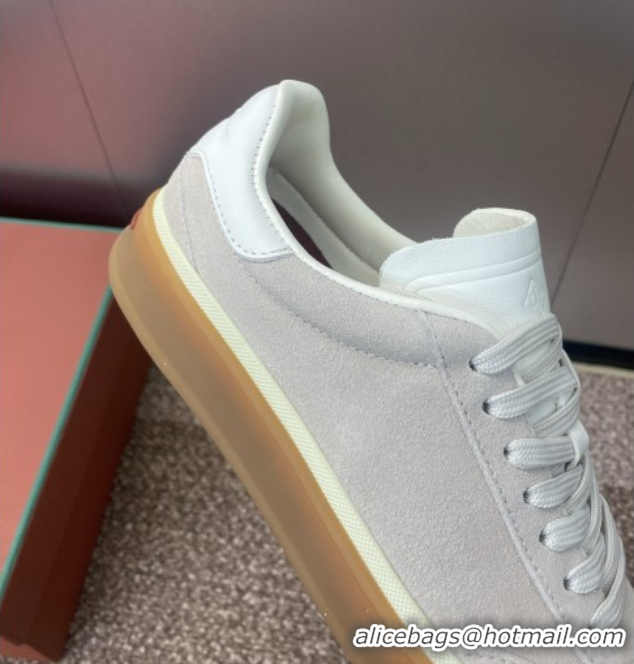 Stylish Loro Piana Tennis Walk Sneaker in Suede White/Light Grey 5080808