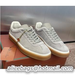 Sumptuous Loro Piana Tennis Walk Sneaker in Suede Light Grey 5080809