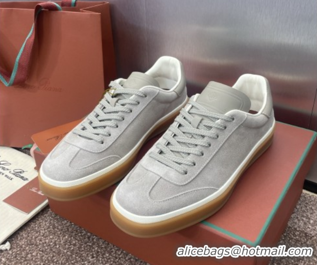 Sumptuous Loro Piana Tennis Walk Sneaker in Suede Light Grey 5080809