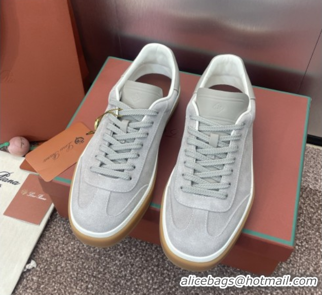 Sumptuous Loro Piana Tennis Walk Sneaker in Suede Light Grey 5080809