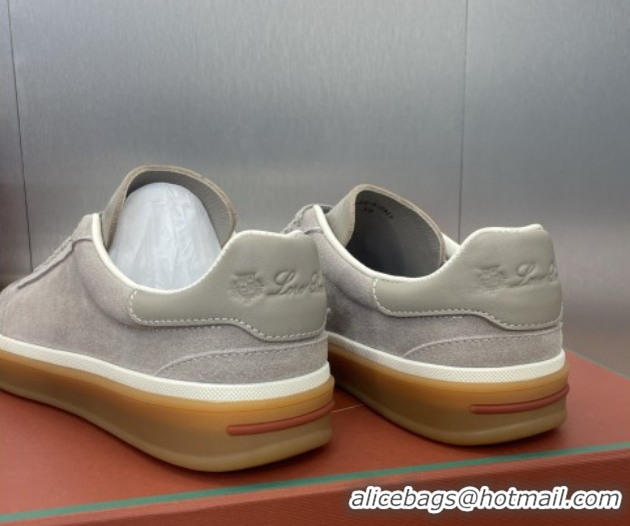 Sumptuous Loro Piana Tennis Walk Sneaker in Suede Light Grey 5080809