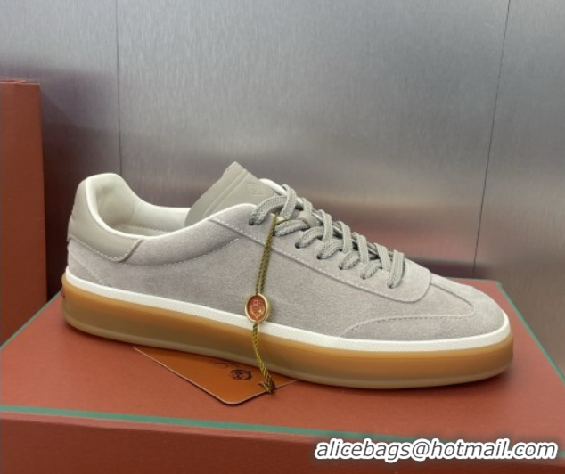 Sumptuous Loro Piana Tennis Walk Sneaker in Suede Light Grey 5080809