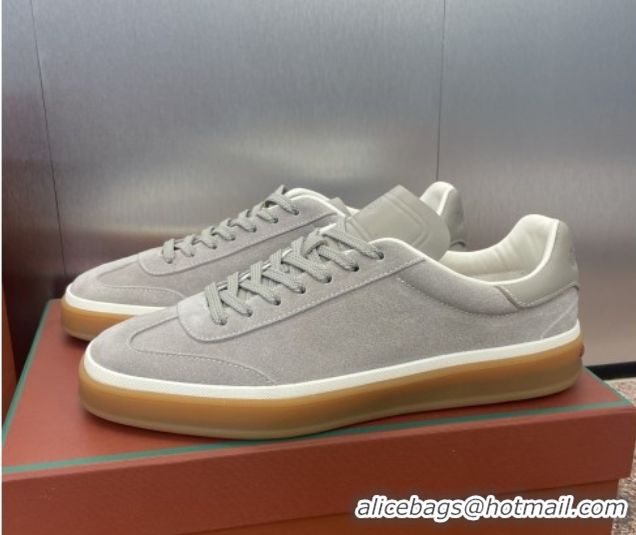 Sumptuous Loro Piana Tennis Walk Sneaker in Suede Light Grey 5080809