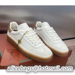 Good Quality Loro Piana Tennis Walk Sneaker in Calfskin White/Brown 5080810