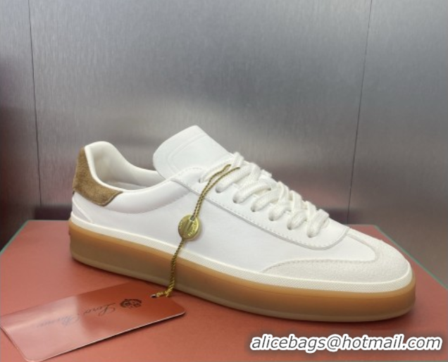 Good Quality Loro Piana Tennis Walk Sneaker in Calfskin White/Brown 5080810