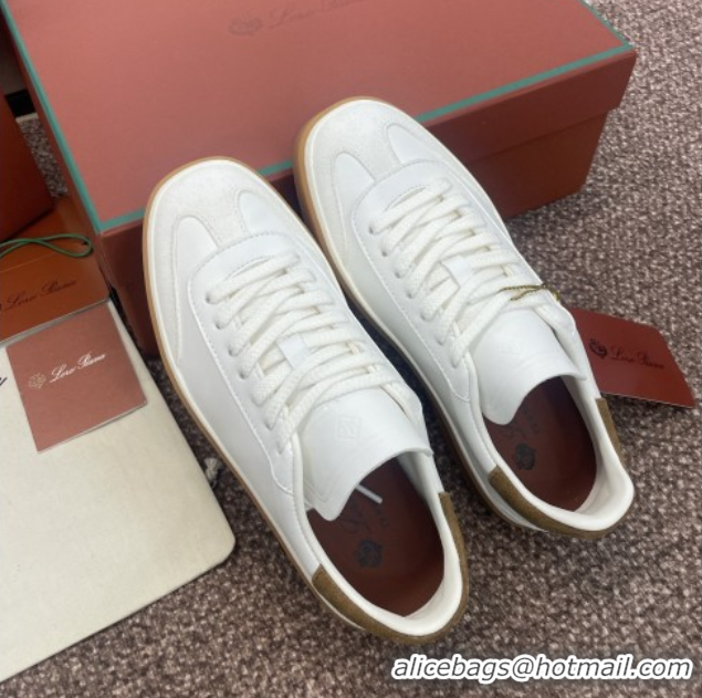 Good Quality Loro Piana Tennis Walk Sneaker in Calfskin White/Brown 5080810