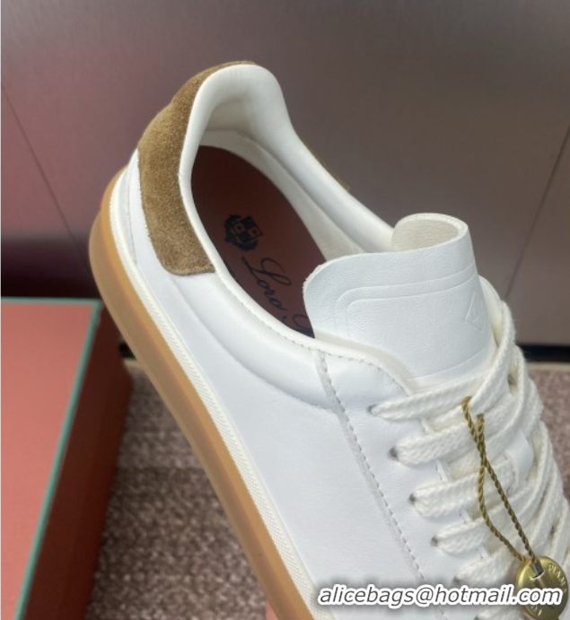 Good Quality Loro Piana Tennis Walk Sneaker in Calfskin White/Brown 5080810