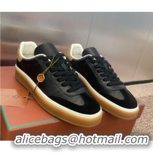 Grade Quality Loro Piana Tennis Walk Sneaker in Calfskin & Suede Black 5080811