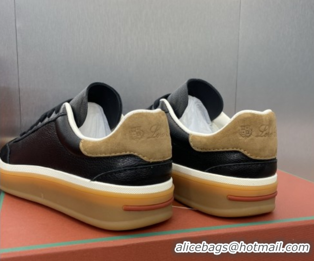 Grade Quality Loro Piana Tennis Walk Sneaker in Calfskin & Suede Black 5080811