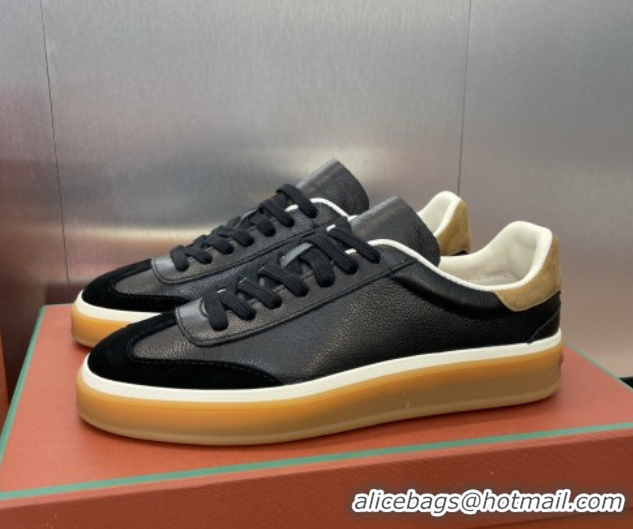 Grade Quality Loro Piana Tennis Walk Sneaker in Calfskin & Suede Black 5080811