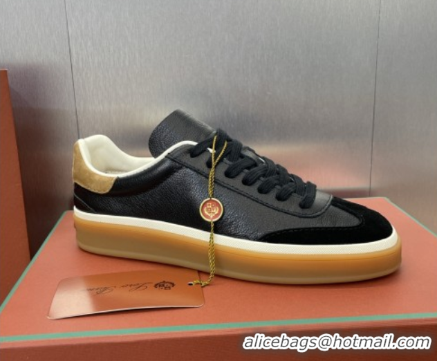 Grade Quality Loro Piana Tennis Walk Sneaker in Calfskin & Suede Black 5080811