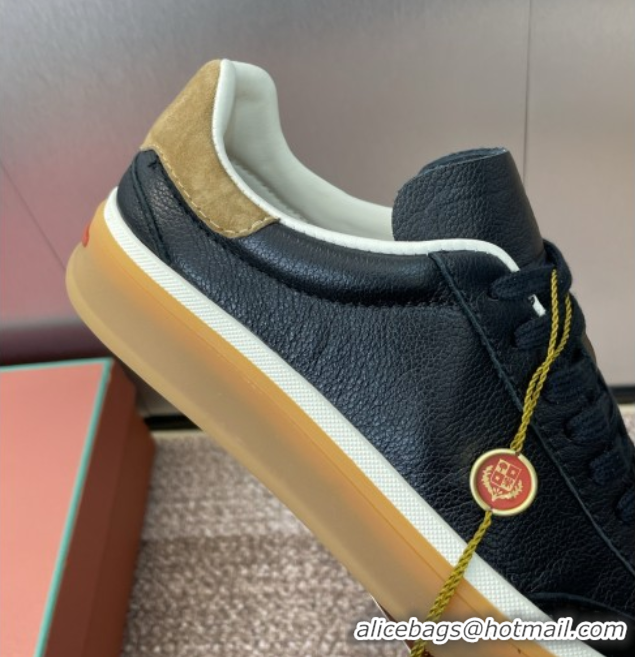 Grade Quality Loro Piana Tennis Walk Sneaker in Calfskin & Suede Black 5080811