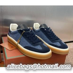 Perfect Loro Piana Tennis Walk Sneaker in Suede & Denim Blue 5080812