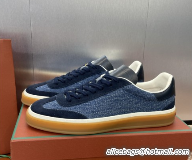 Perfect Loro Piana Tennis Walk Sneaker in Suede & Denim Blue 5080812