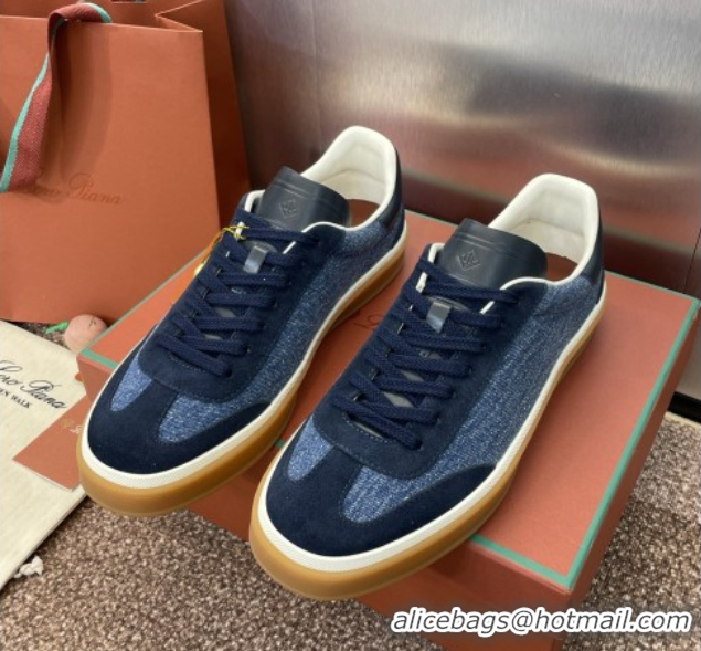 Perfect Loro Piana Tennis Walk Sneaker in Suede & Denim Blue 5080812