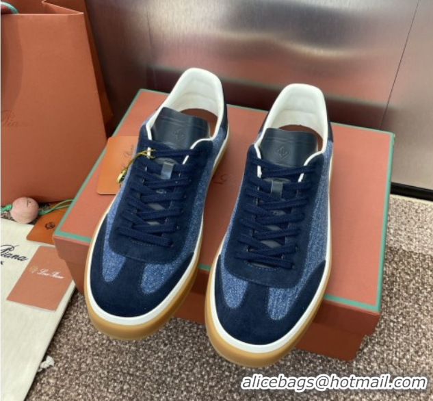 Perfect Loro Piana Tennis Walk Sneaker in Suede & Denim Blue 5080812