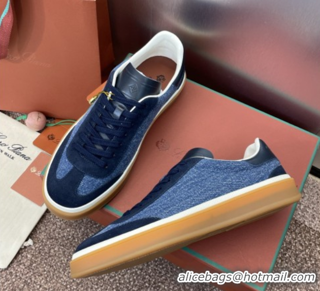 Perfect Loro Piana Tennis Walk Sneaker in Suede & Denim Blue 5080812