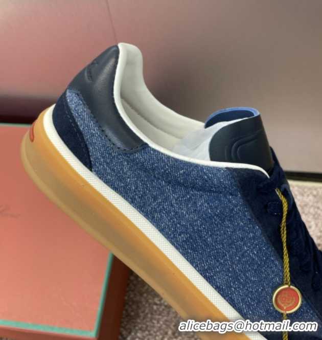 Perfect Loro Piana Tennis Walk Sneaker in Suede & Denim Blue 5080812