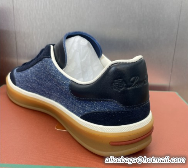 Perfect Loro Piana Tennis Walk Sneaker in Suede & Denim Blue 5080812