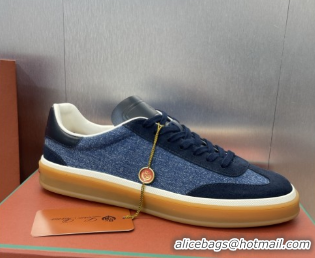 Perfect Loro Piana Tennis Walk Sneaker in Suede & Denim Blue 5080812
