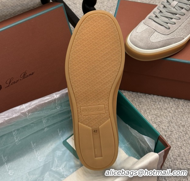 Low Price Loro Piana Tennis Walk Sneaker in Suede & Linen Light Grey 5080813