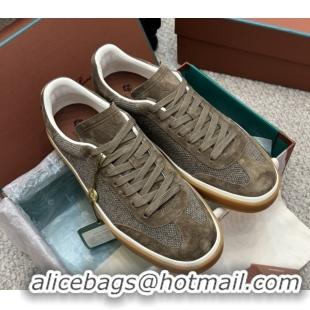Unique Style Loro Piana Tennis Walk Sneaker in Suede & Linen Brown 5080916