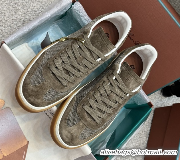 Unique Style Loro Piana Tennis Walk Sneaker in Suede & Linen Brown 5080916