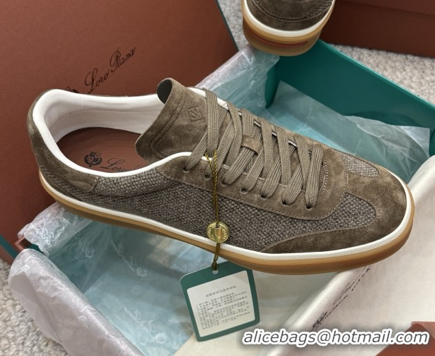 Unique Style Loro Piana Tennis Walk Sneaker in Suede & Linen Brown 5080916