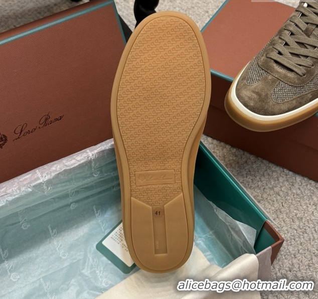 Unique Style Loro Piana Tennis Walk Sneaker in Suede & Linen Brown 5080916