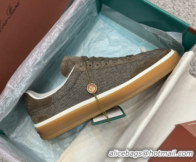 Unique Style Loro Piana Tennis Walk Sneaker in Suede & Linen Brown 5080916