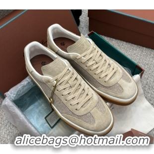 Popular Style Loro Piana Tennis Walk Sneaker in Suede & Linen Beige 5080917