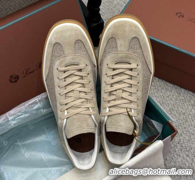 Popular Style Loro Piana Tennis Walk Sneaker in Suede & Linen Beige 5080917