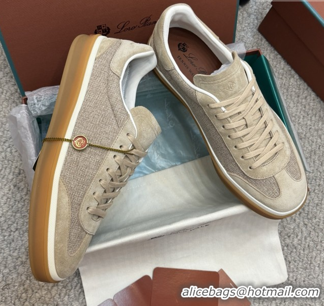 Popular Style Loro Piana Tennis Walk Sneaker in Suede & Linen Beige 5080917