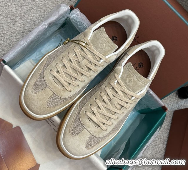 Popular Style Loro Piana Tennis Walk Sneaker in Suede & Linen Beige 5080917