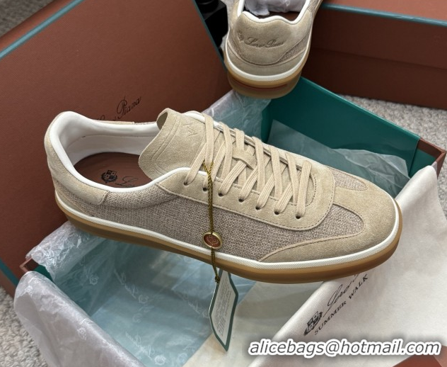 Popular Style Loro Piana Tennis Walk Sneaker in Suede & Linen Beige 5080917