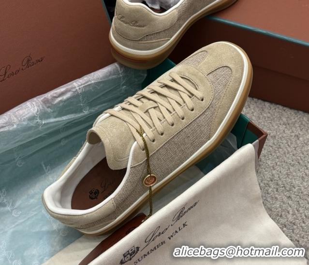 Popular Style Loro Piana Tennis Walk Sneaker in Suede & Linen Beige 5080917