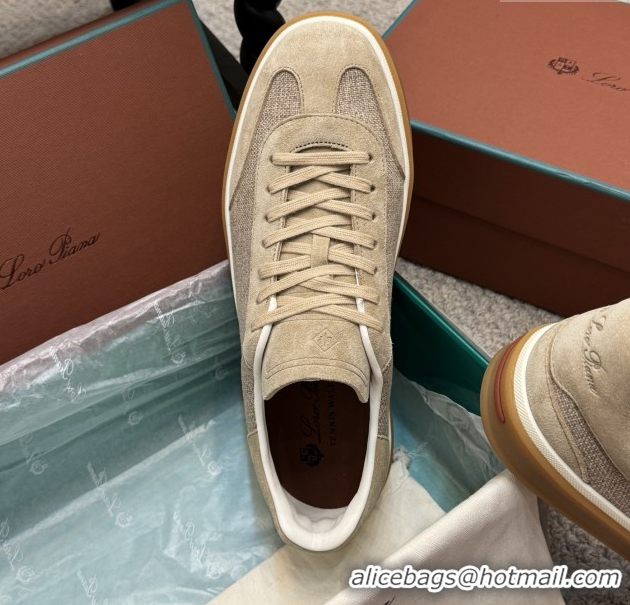 Popular Style Loro Piana Tennis Walk Sneaker in Suede & Linen Beige 5080917