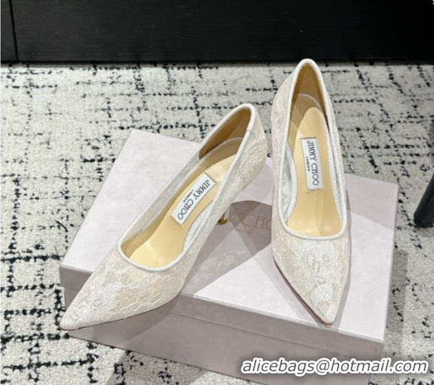 Best Product Jimmy Choo Love Pumps 8.5cm in Shiny Lace White 2025 JC070801