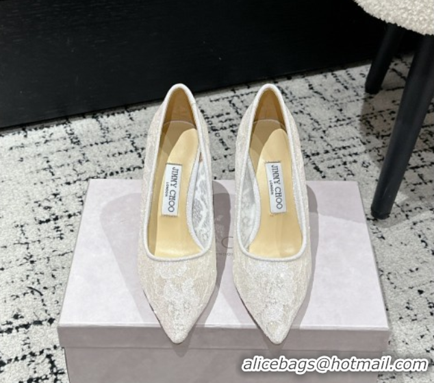 Best Product Jimmy Choo Love Pumps 8.5cm in Shiny Lace White 2025 JC070801
