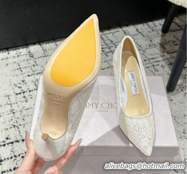 Best Product Jimmy Choo Love Pumps 8.5cm in Shiny Lace White 2025 JC070801