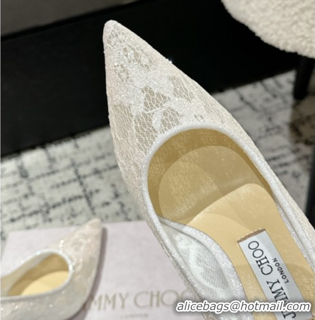 Best Product Jimmy Choo Love Pumps 8.5cm in Shiny Lace White 2025 JC070801