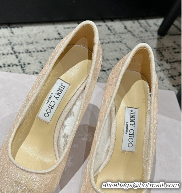 Best Grade Jimmy Choo Love Pumps 8.5cm in Shiny Lace Nude 2025 JC070801