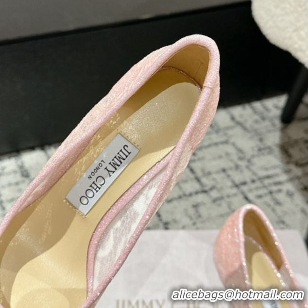 Good Quality Jimmy Choo Love Pumps 8.5cm in Shiny Lace Pink 2025 JC070801