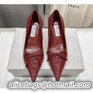 Perfect Jimmy Choo Scarlett 50 Pumps in Elaphe Print Leather Deep Red 5071701