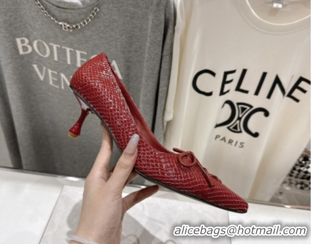 Perfect Jimmy Choo Scarlett 50 Pumps in Elaphe Print Leather Deep Red 5071701