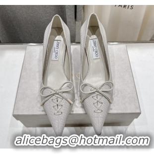 Pretty Style Jimmy Choo Scarlett 50 Pumps in Elaphe Print Leather White 071904