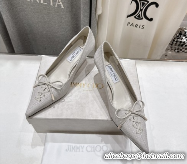 Pretty Style Jimmy Choo Scarlett 50 Pumps in Elaphe Print Leather White 071904