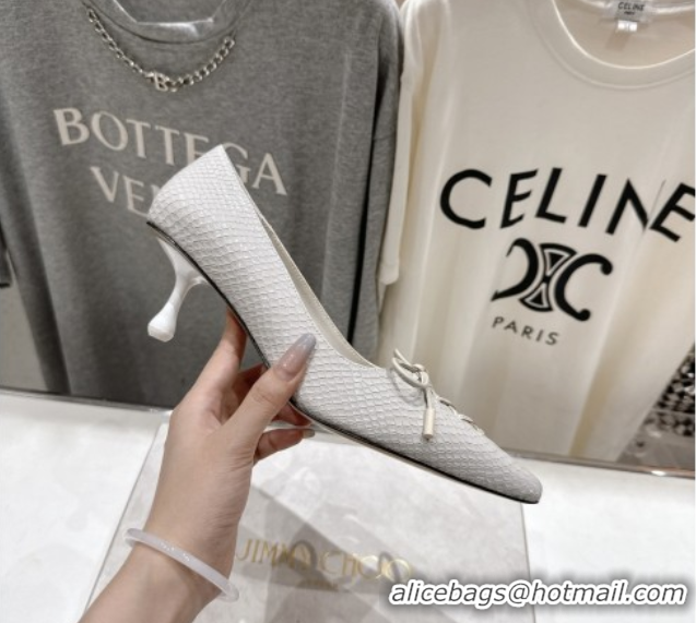 Pretty Style Jimmy Choo Scarlett 50 Pumps in Elaphe Print Leather White 071904