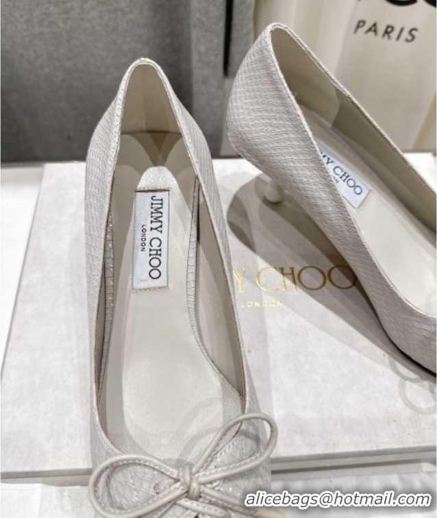 Pretty Style Jimmy Choo Scarlett 50 Pumps in Elaphe Print Leather White 071904