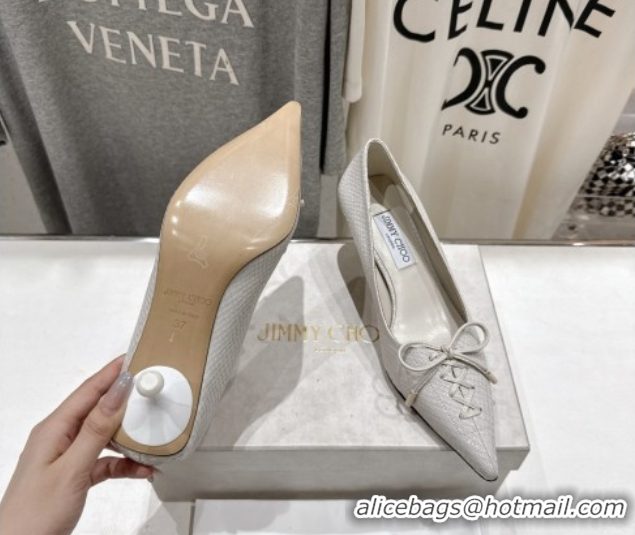 Pretty Style Jimmy Choo Scarlett 50 Pumps in Elaphe Print Leather White 071904